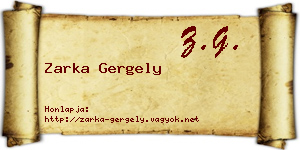 Zarka Gergely névjegykártya